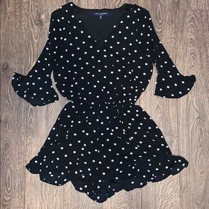 Black polka dot romper